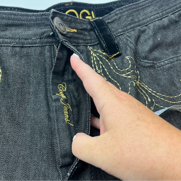 Coogi Baggy Denim‎ Short Black Hip Hop Y2K Mens Size 38 x 17 Embroidered Velvet - Picture 13 of 15